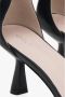 Estro Zwarte leren sandalen met comfortabele trechterhak - Thumbnail 2