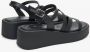 Estro Zwarte Leren Sleehak Sandalen Verhoog Stijl Black Dames - Thumbnail 5