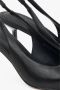 Estro Zwarte Leren Slingback Hoge Hakken Pumps - Thumbnail 2