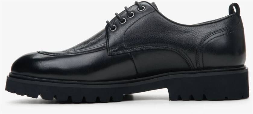 Estro Zwarte leren veterschoenen Black Heren