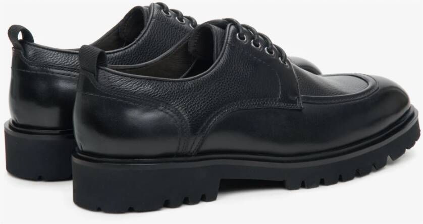 Estro Zwarte leren veterschoenen Black Heren