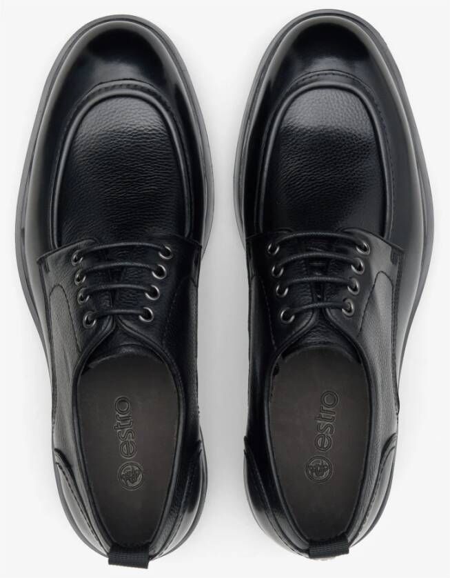 Estro Heren Zwart Leren Veterschoenen Brogues Er00114372 Black Heren