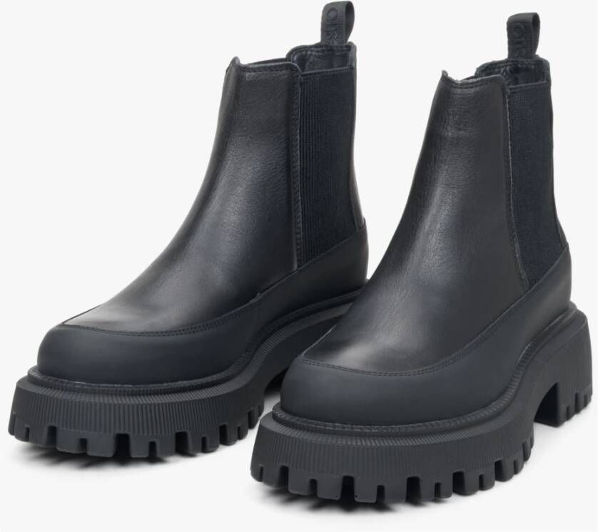 Estro Zwarte Natuurlijk Leren Dames Enkellaarzen Er00111793 Black Dames