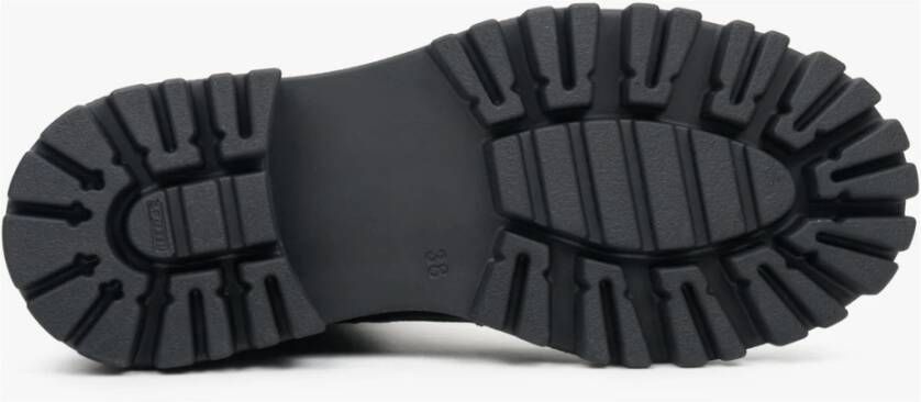 Estro Zwarte Natuurlijk Leren Dames Enkellaarzen Er00111793 Black Dames