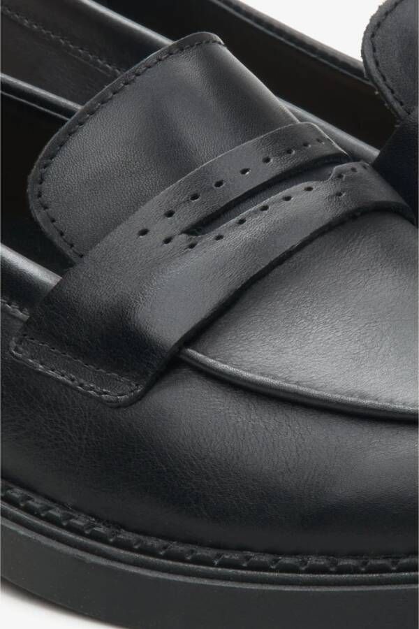 Estro Zwarte Penny Loafers voor dames gemaakt van echt Italiaans leer Black Dames