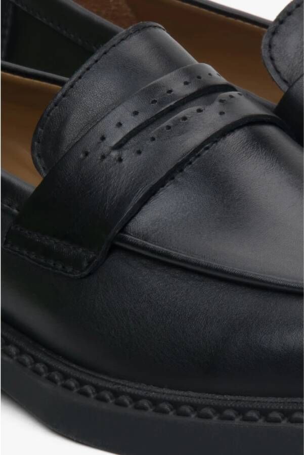 Estro Zwarte Penny Loafers voor dames gemaakt van hoogwaardig Italiaans echt leer