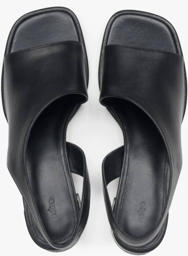 Estro Zwarte Sandalen met Lage Hak