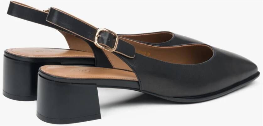Estro Zwarte Slingback Pumps met Lage Hak