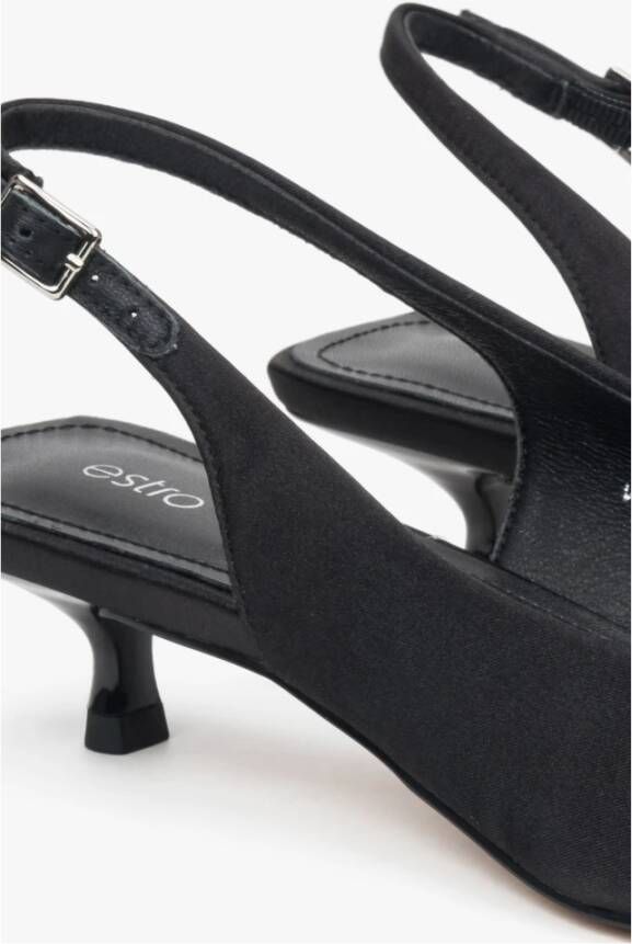 Estro Zwarte Slingback Pumps voor vrouwen gemaakt van zachte stoffen