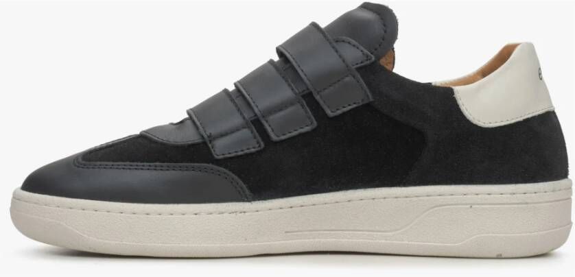 Estro Zwarte Velcro-sneakers voor dames gemaakt van Italiaans echt leer en velours Multicolor Dames