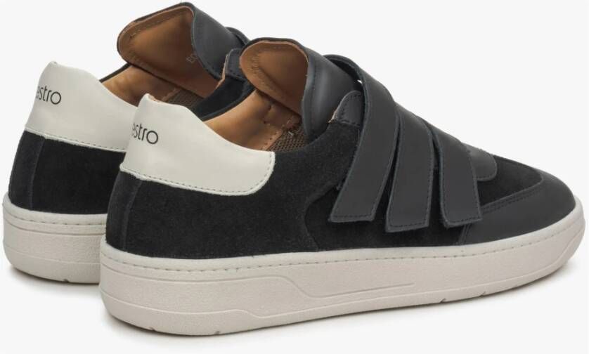 Estro Zwarte Velcro-sneakers voor dames gemaakt van Italiaans echt leer en velours Multicolor Dames