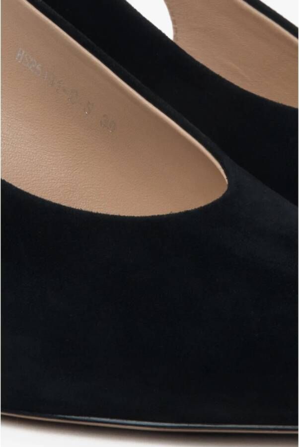 Estro Zwarte Velours Slingback Pumps