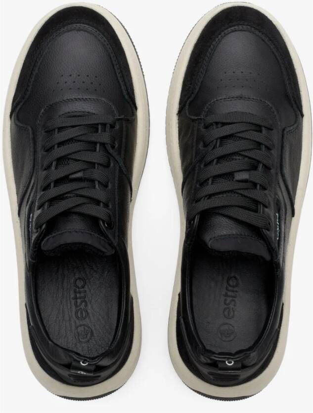 Estro Heren Zwarte Veterschoenen met Lage Top en Flexibele Zool Er00114650 Black Heren