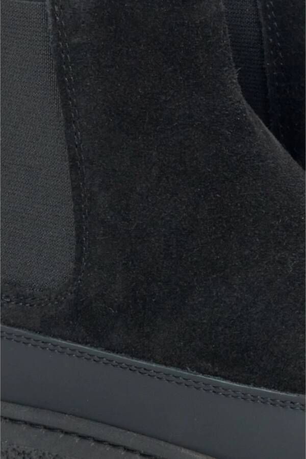 Estro Zwarte winter Chelsea-laarzen voor dames gemaakt van Italiaans echt velours met bont Black Dames