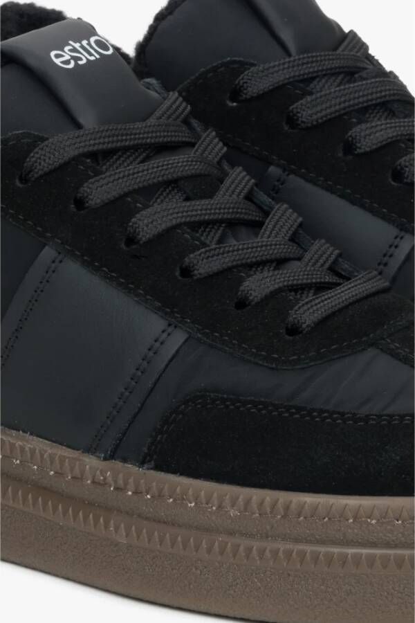 Estro Zwarte Winter Lage Sneakers voor Vrouwen met Bontvoering