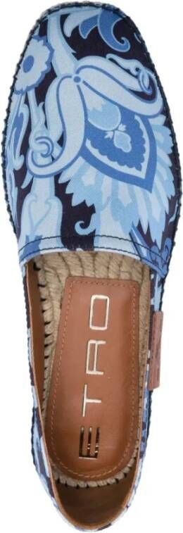 Etro Blauwe Canvas Bedrukte Espadrilles