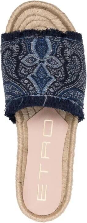 Etro Blauwe Linnen Muiltjes Casual Stijl