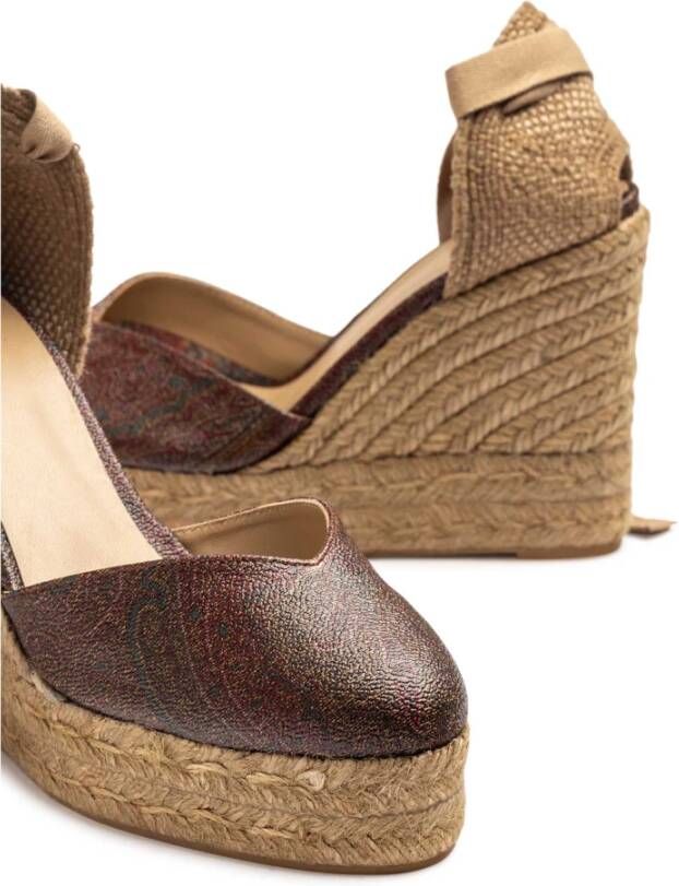 Etro Multicolor Espadrilles met Sleehak en Enkelbandjes