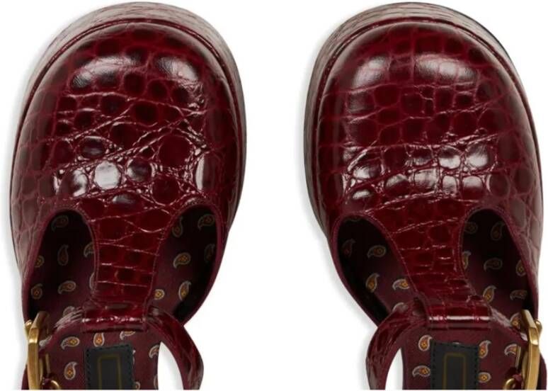 Etro Paarse Krokodil-Effect Hoge Hak Pumps
