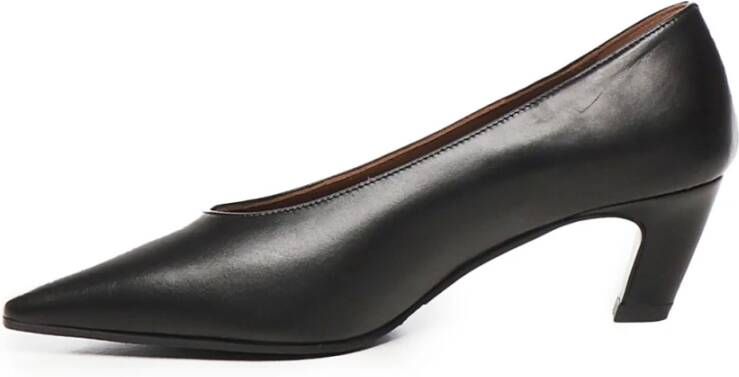 Evaluna Zwarte Leren Puntige Hak Schoenen