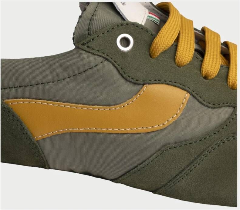 Exton Groene Suède en Technische Stof Sneakers