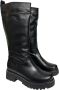 Exton Zwarte leren kuitlaarzen Black Dames - Thumbnail 3