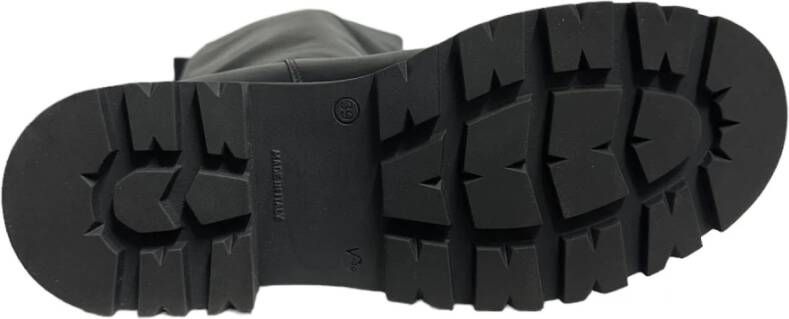 Exton Zwarte leren kuitlaarzen Black Dames