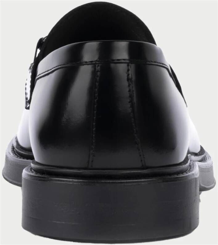 Exton Zwarte leren loafers met gesp