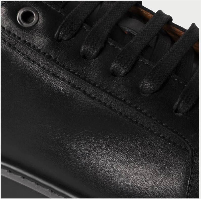 Exton Zwarte Leren Sneakers met Rubberen Zool