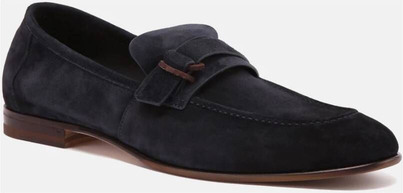 Fabi Elegante Blauwe Suède Mocassin Blue Heren