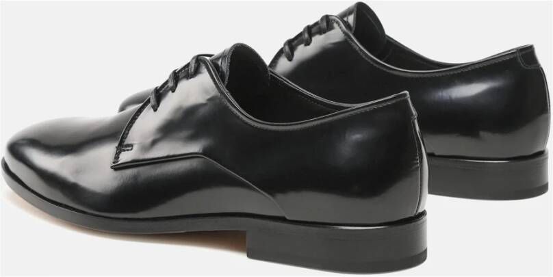 Fabi Handgemaakte Zwarte Leren Derby Veterschoenen Black Heren