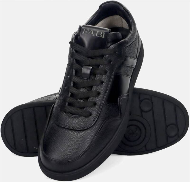 Fabi Zwarte Sneakers Stijlvol Comfortabele Rubberen Zool