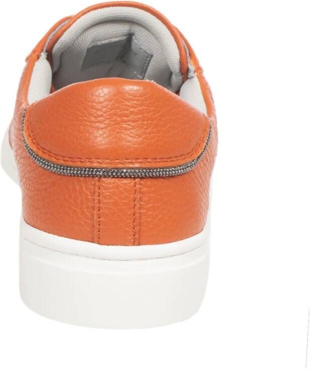 Fabiana Filippi Iconische Leren Sneakers met Sprankelend Detail Oranje Dames