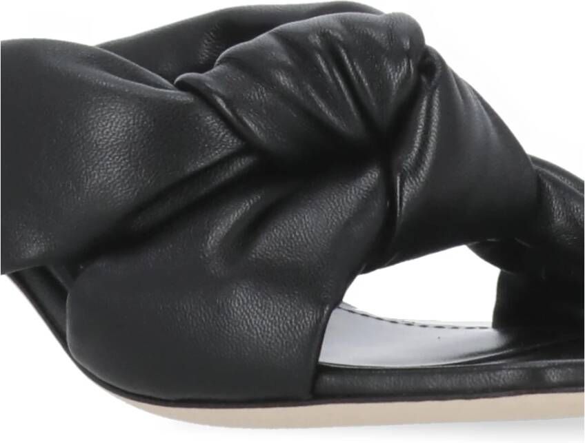 Fabiana Filippi Zwarte Leren Sandalen met Gevlochten Details