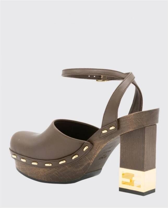 Fendi Bruin Leren Plateauhakken