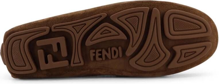 Fendi Bruine Platte Schoenen Metalen Logo Detail