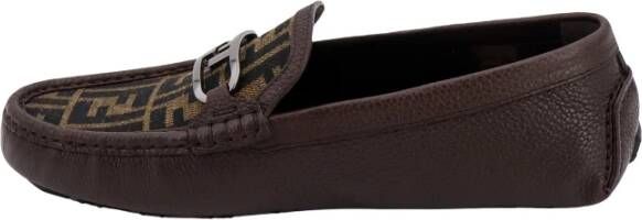 Fendi Bruine Leren Sneakers met Metalen Gesp Brown Heren