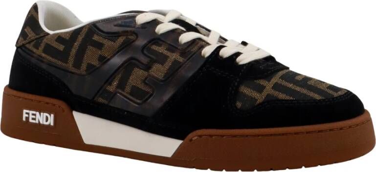 Fendi Zwarte Tabak Sneakers Jacquard FF Suède
