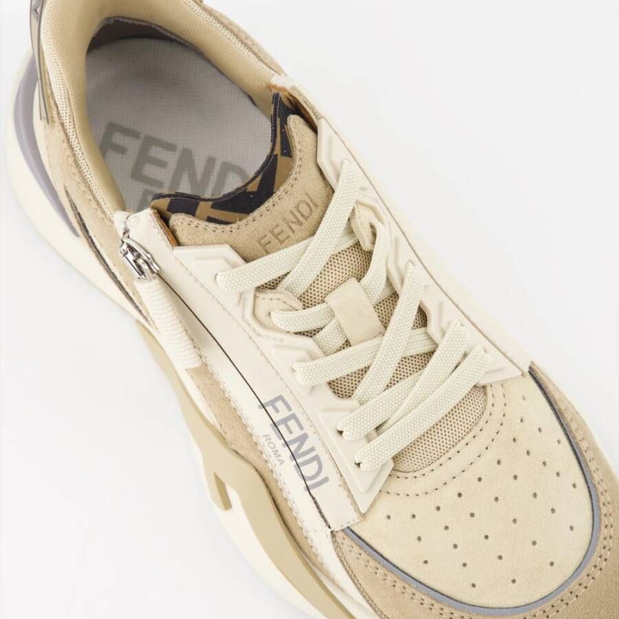 Fendi Flow Lace-Up Sneakers Beige Dames
