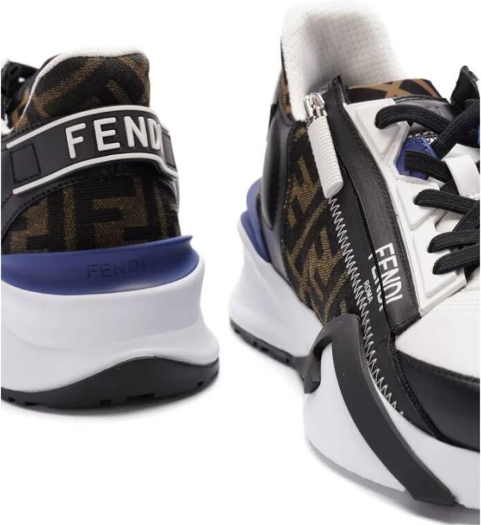Fendi Flow Leren Sneakers Blauw Zwart Wit Multicolor Heren