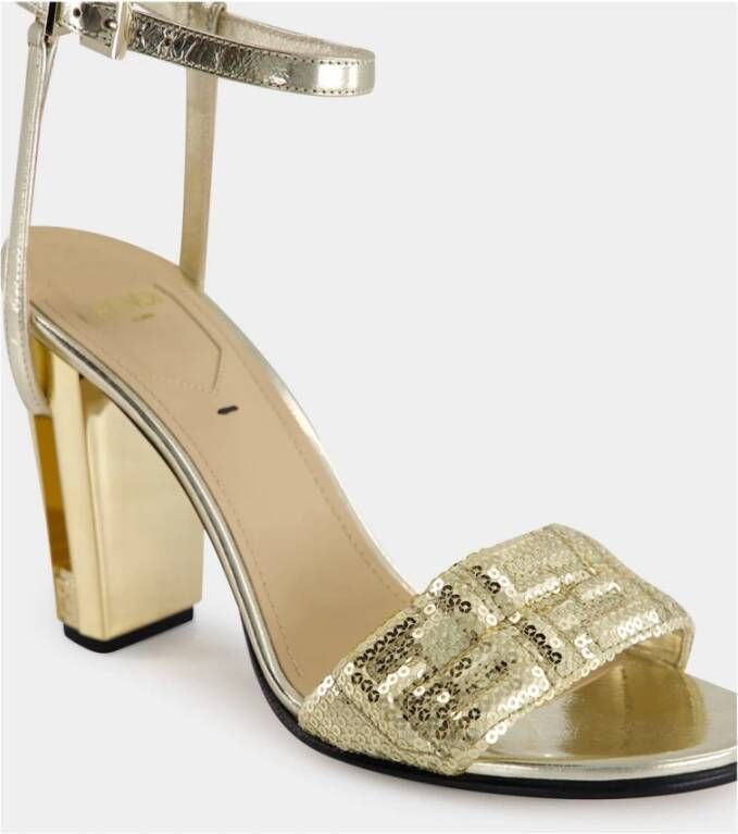 Fendi Gouden Paillet Hoge Hakken Sandalen
