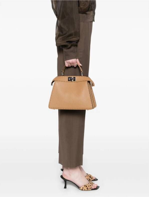 Fendi Kameelbruine Peekaboo ISeeU Tote Tas