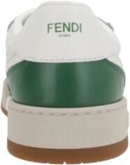 Fendi Lage leren sneakers in wit en groen Green Heren