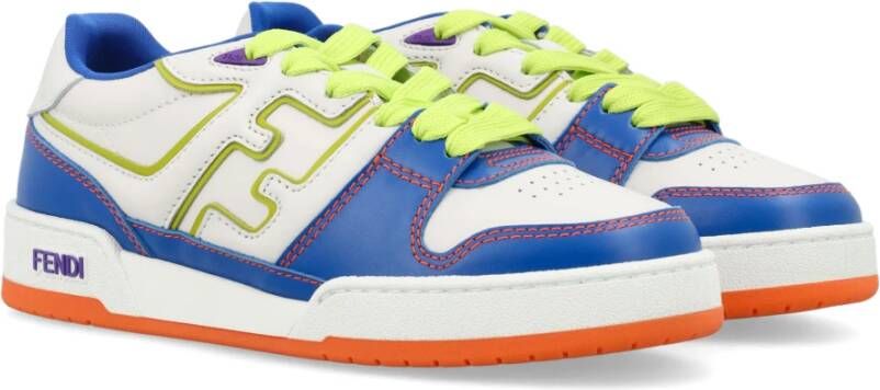 Fendi Lage Top Leren Sneakers Blauw Groen Multicolor Dames
