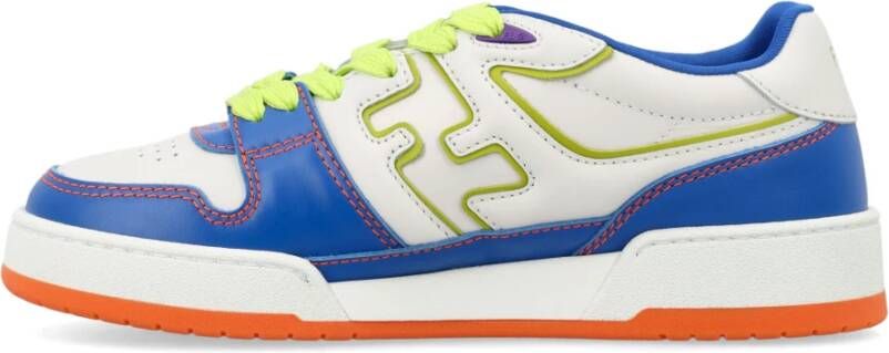 Fendi Lage Top Leren Sneakers Blauw Groen Multicolor Dames
