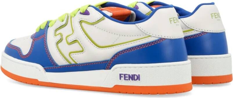 Fendi Lage Top Leren Sneakers Blauw Groen Multicolor Dames