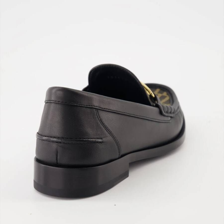 Fendi Leren Instaploafers met Metalen Detail Black Heren