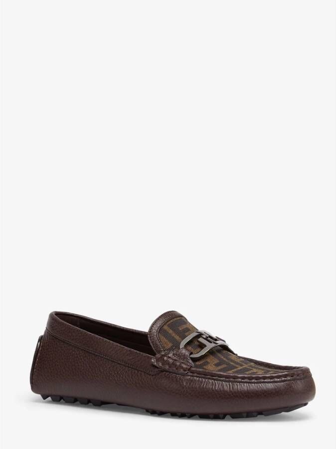 Fendi Bruine platte schoenen met FF jacquard Brown Heren