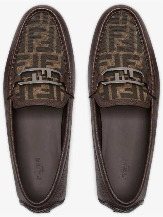 Fendi Bruine platte schoenen met FF jacquard Brown Heren