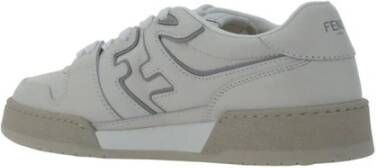 Fendi Luxe Geperforeerde Sneakers met Paneeldesign White Heren